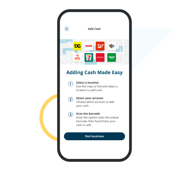 Civic mobile app adding cash with barcode steps.