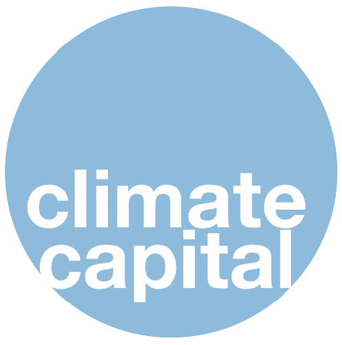 blue logo of climate capital