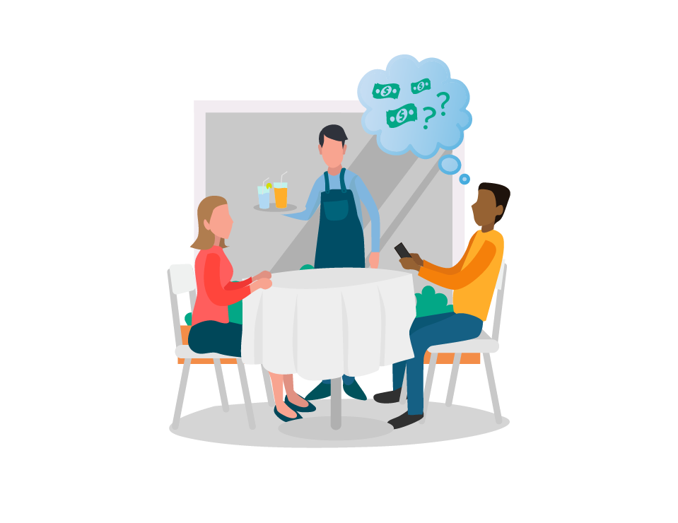 people sitting at a table at a restaurant graphic