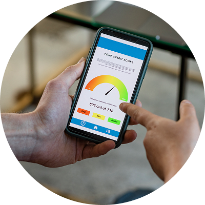 Couple checking their credit scores and looking for ways to improve.