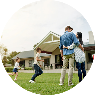 Family looking at buying a house with more space for their kids.