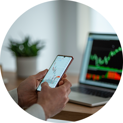 Tracking the stock market online.