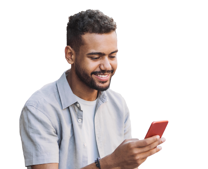 Young man checking his eStatements inside the Civic app.