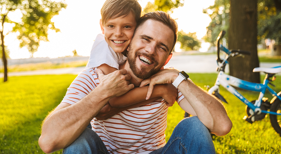dad and son hanging out together