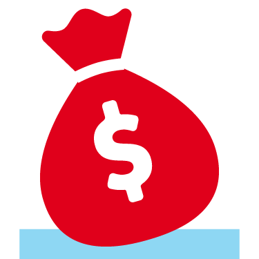 Civic icon graphic of a bag of savings.