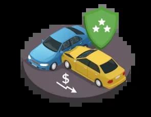 Graphic of one car T-boning another in a collision.