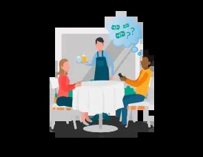 people sitting at a table at a restaurant graphic