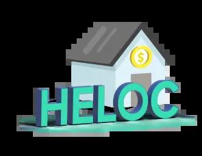 Graphic of a house with the word "HELOC" displayed in front, representing a Home Equity Line of Credit.