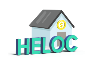 Graphic of a house with the word "HELOC" displayed in front, representing a Home Equity Line of Credit.