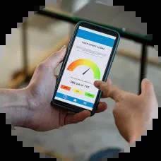Couple checking their credit scores and looking for ways to improve.