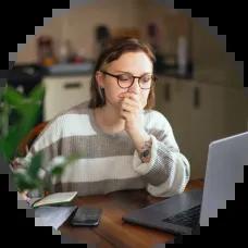 Young woman applying for jobs on her laptop. 