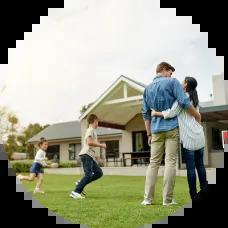 Family looking at buying a house with more space for their kids.