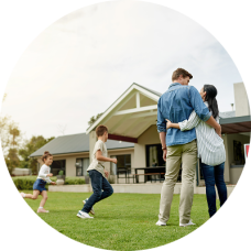 Family looking at buying a house with more space for their kids.