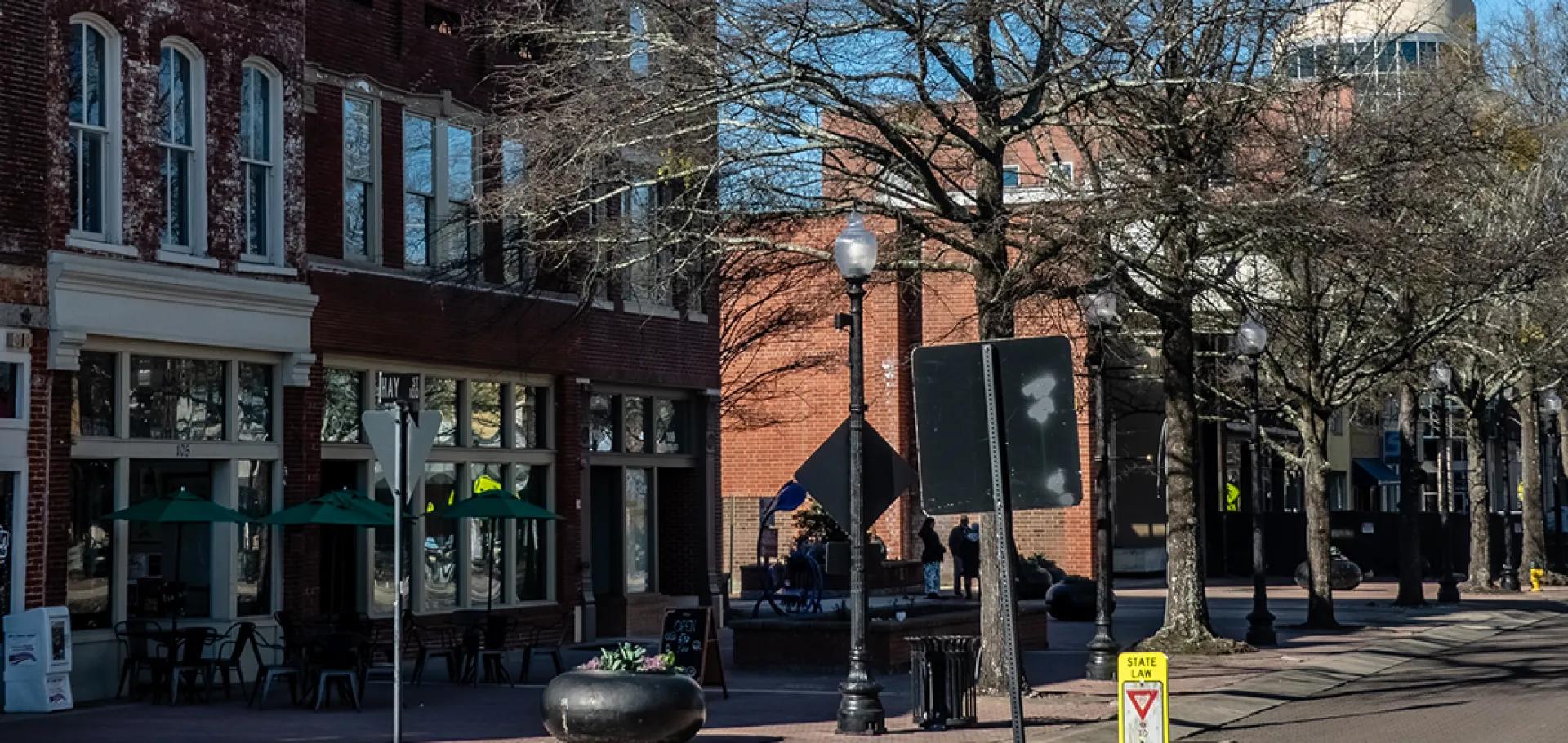 a view of the downtown street in Fayetteville, NC