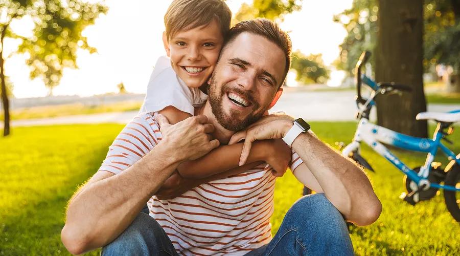dad and son hanging out together