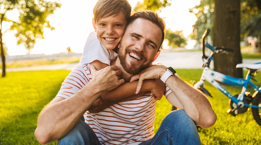 dad and son hanging out together