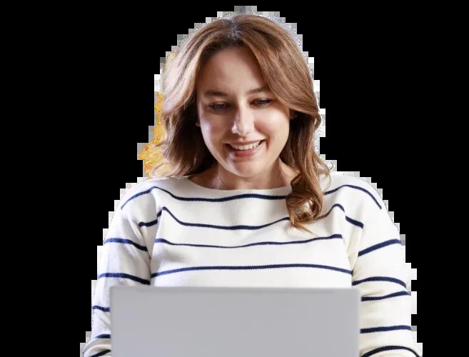 Woman checking on her monthly spending habits inside Civic's online banking.