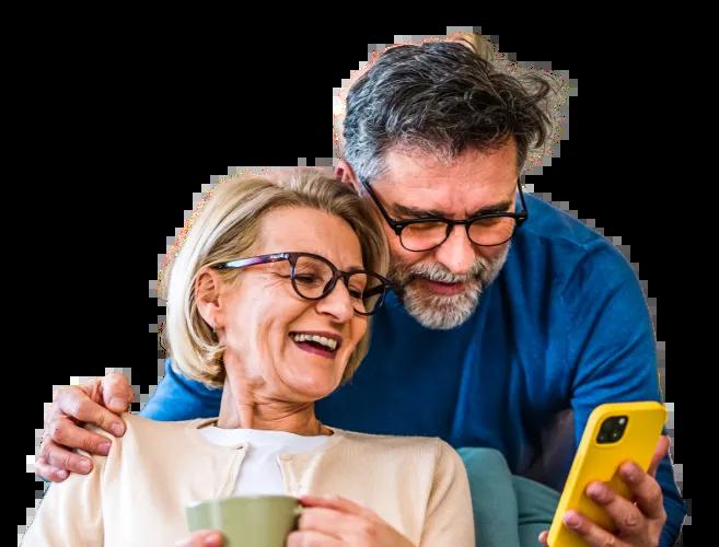 Older couple using myScore+ inside the Civic app.