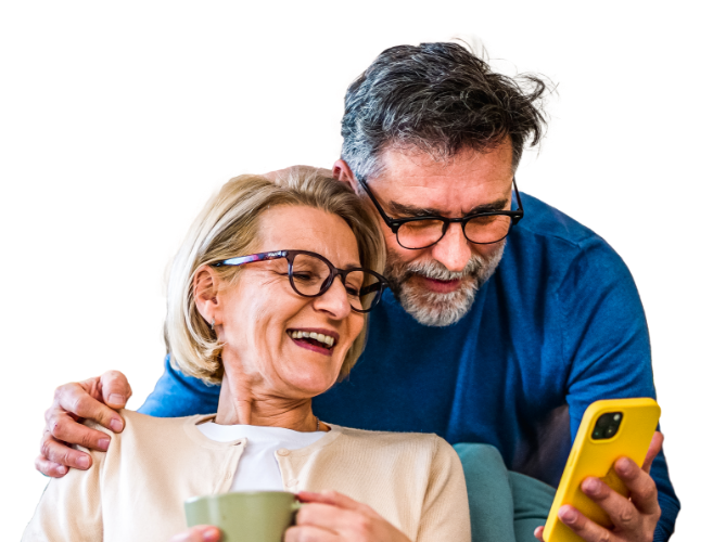 Older couple using myScore+ inside the Civic app.