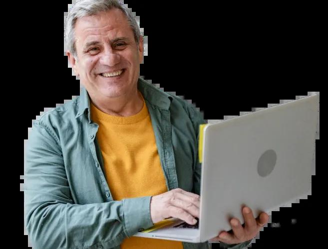 An older gentleman setting up a recurring bill payment using Civic online banking Bill Pay.
