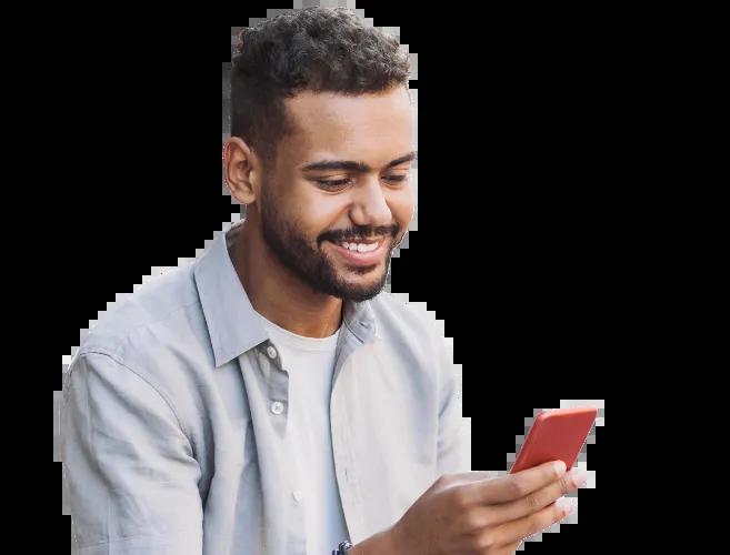 Young man checking his eStatements inside the Civic app. 