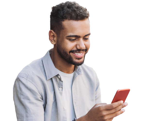 Young man checking his eStatements inside the Civic app.