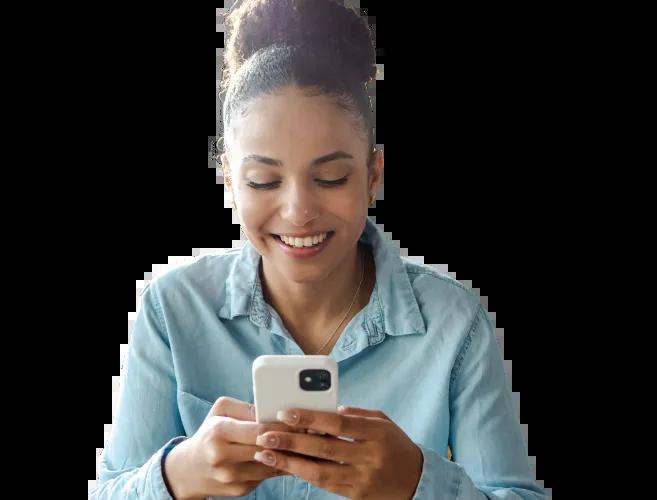 A woman using her phone to send money via Zelle through her Civic mobile app.