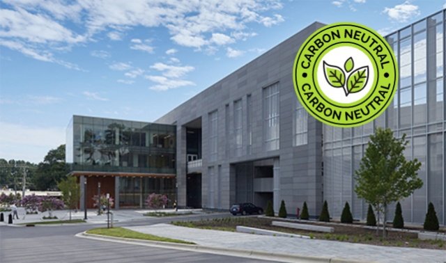 Civic building with Carbon neutral logo
