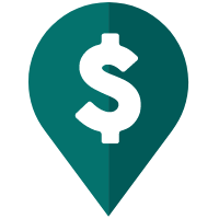 Deposit cash at ATMs locator pin icon