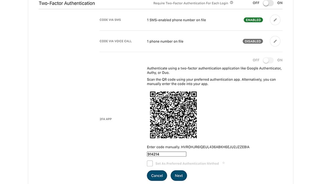 Civic online banking screen showing Authenticator options via QR code.