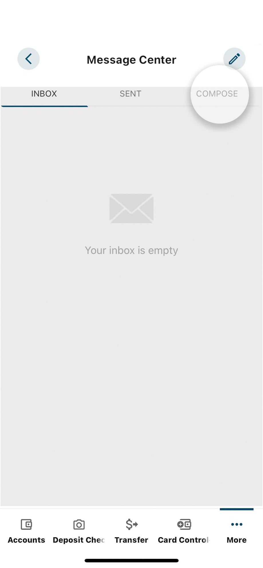 Civic app screen that highlights the selection of compose.