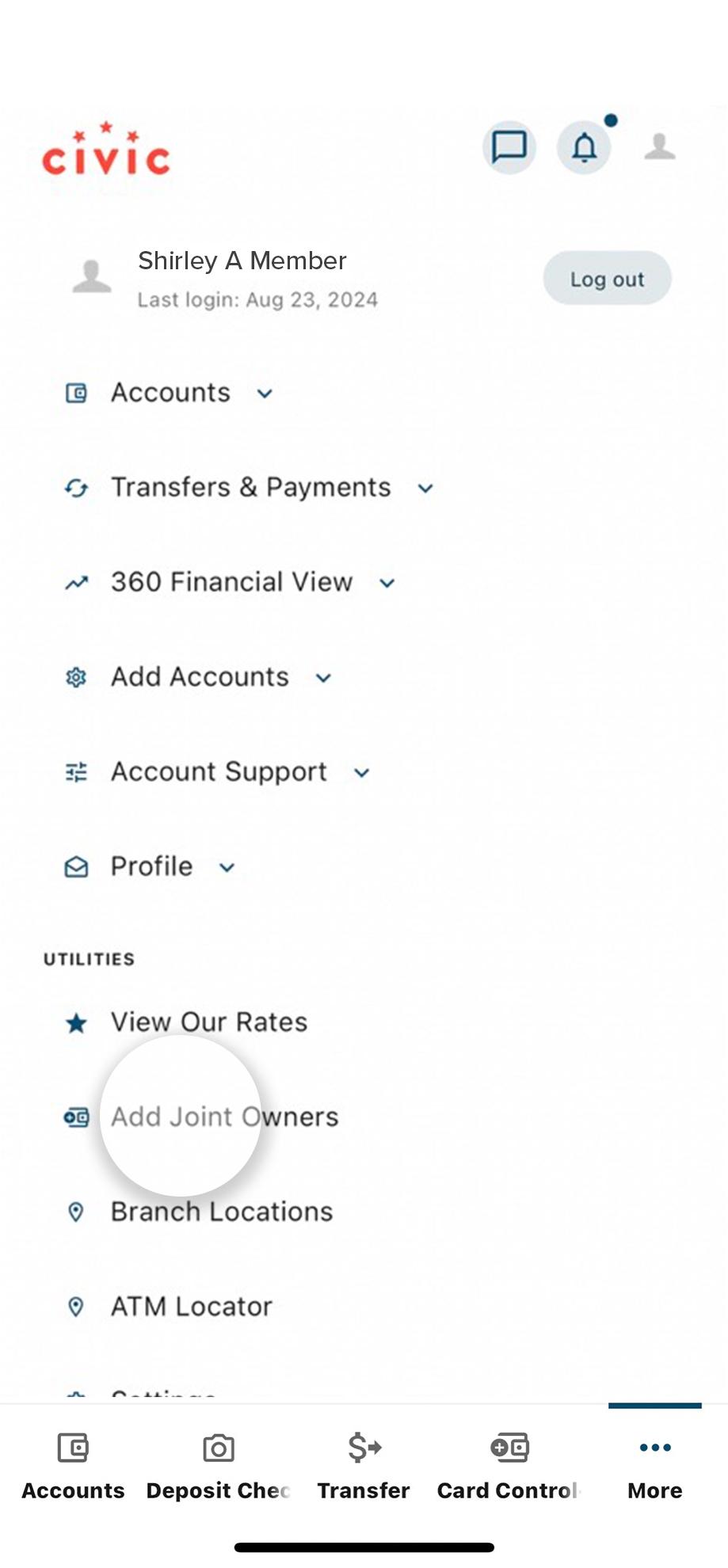 add a joint owner phone screen