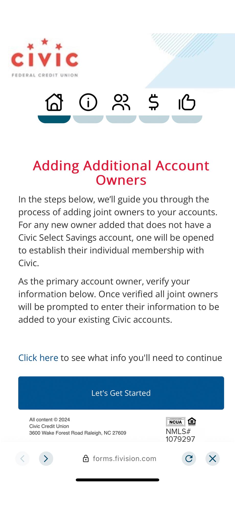 add a joint owner landing page