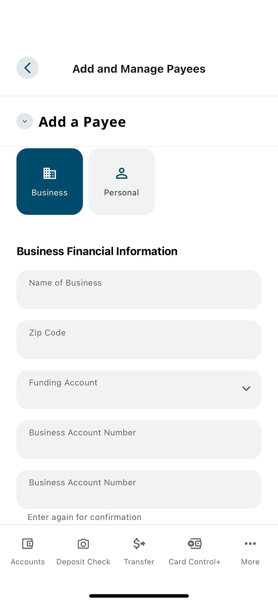 Civic app screen for bill pay showing payee financial information.