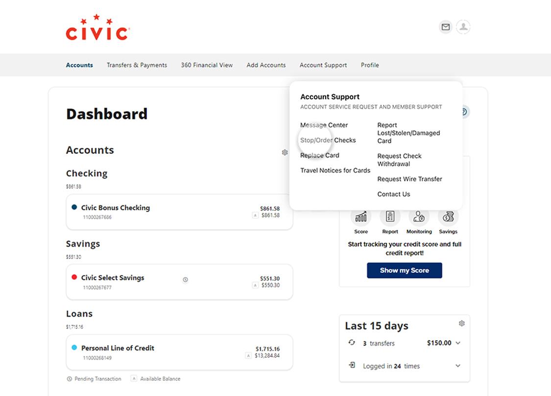 stop order checks screen desktop