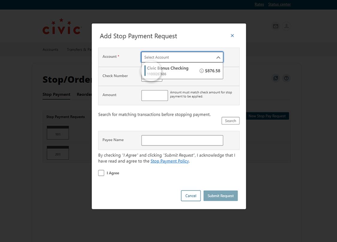 select account screen desktop
