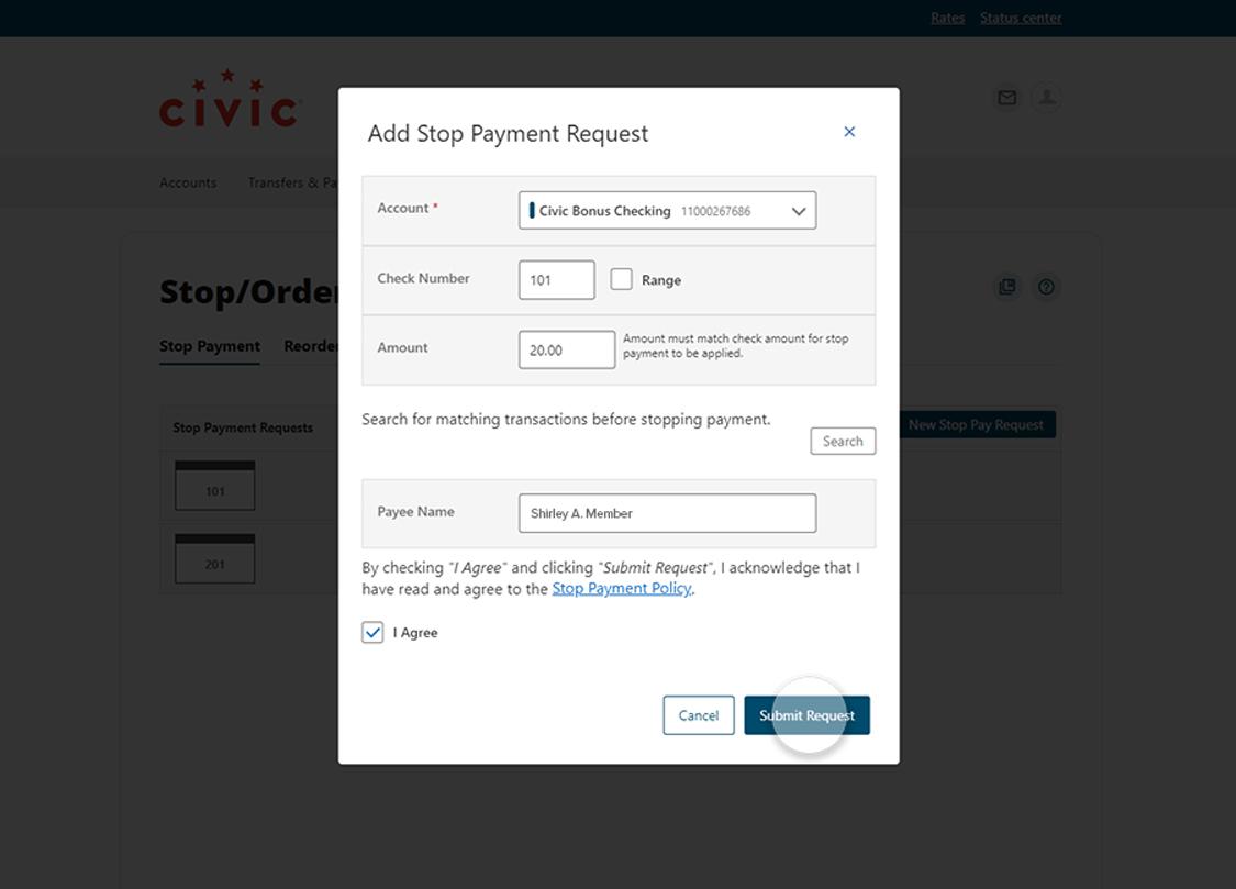 submit request screen desktop