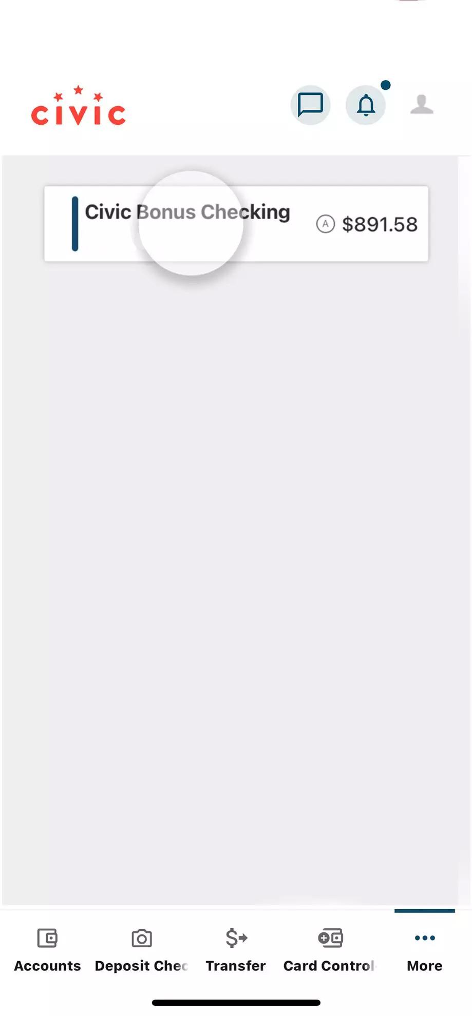 account list screen mobile.