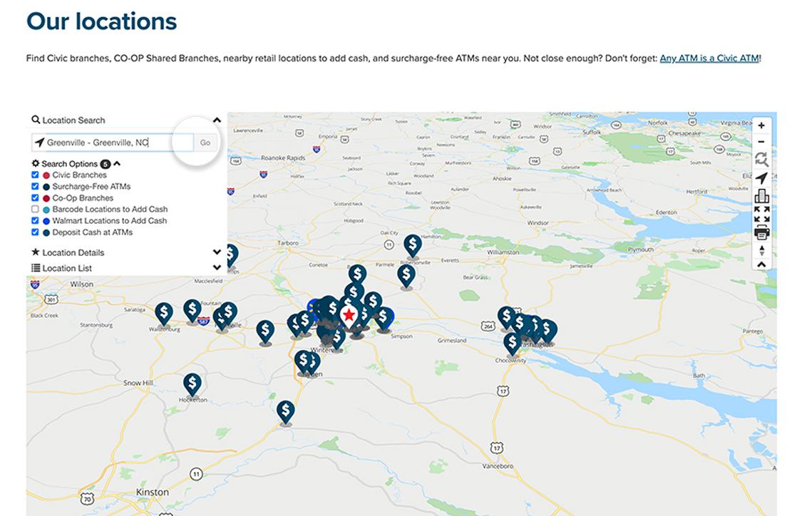 Desktop locations map with search bar highlighted.