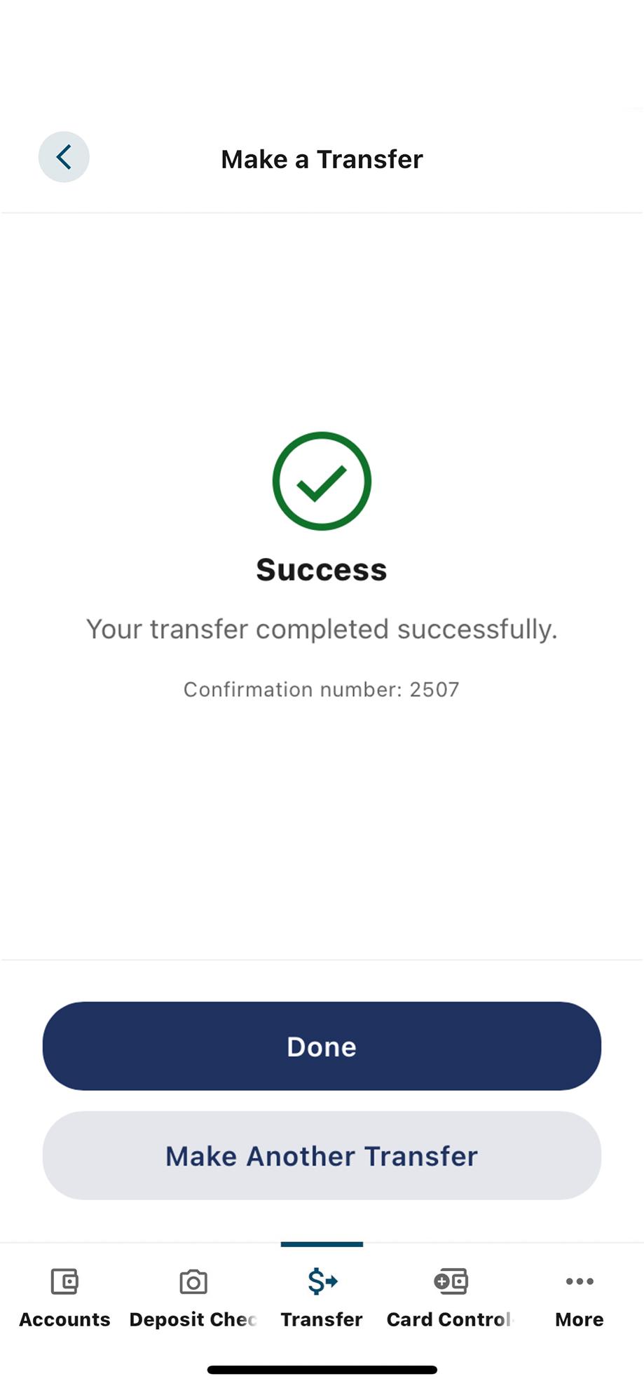 Civic app screen that confirms a successful payment.
