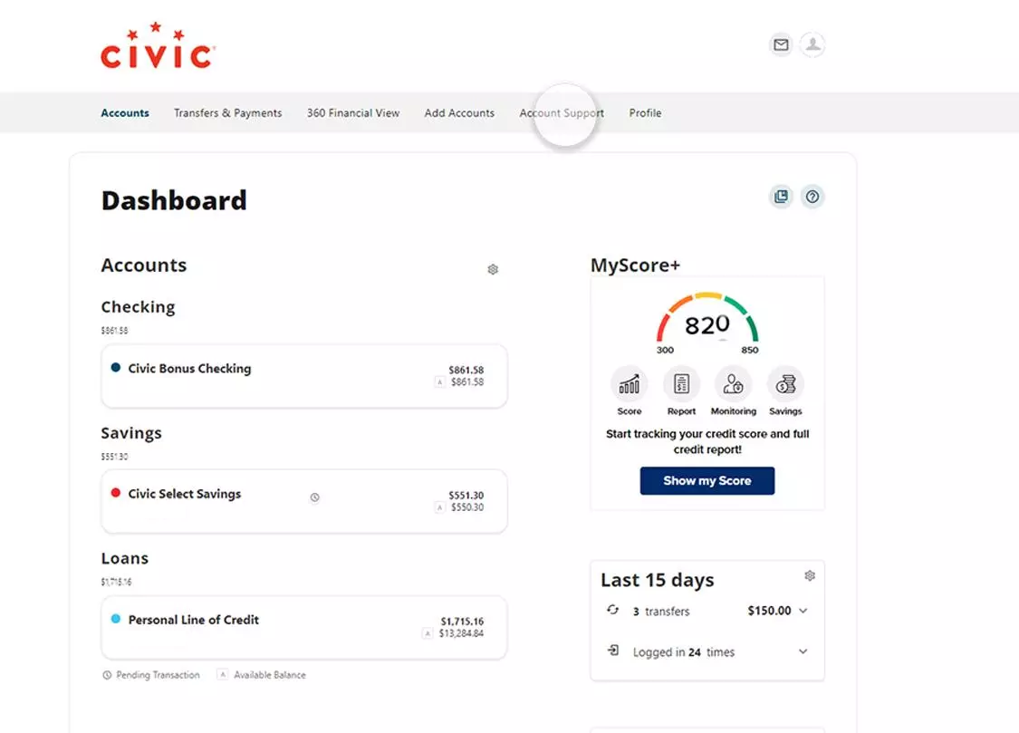 my account screen desktop