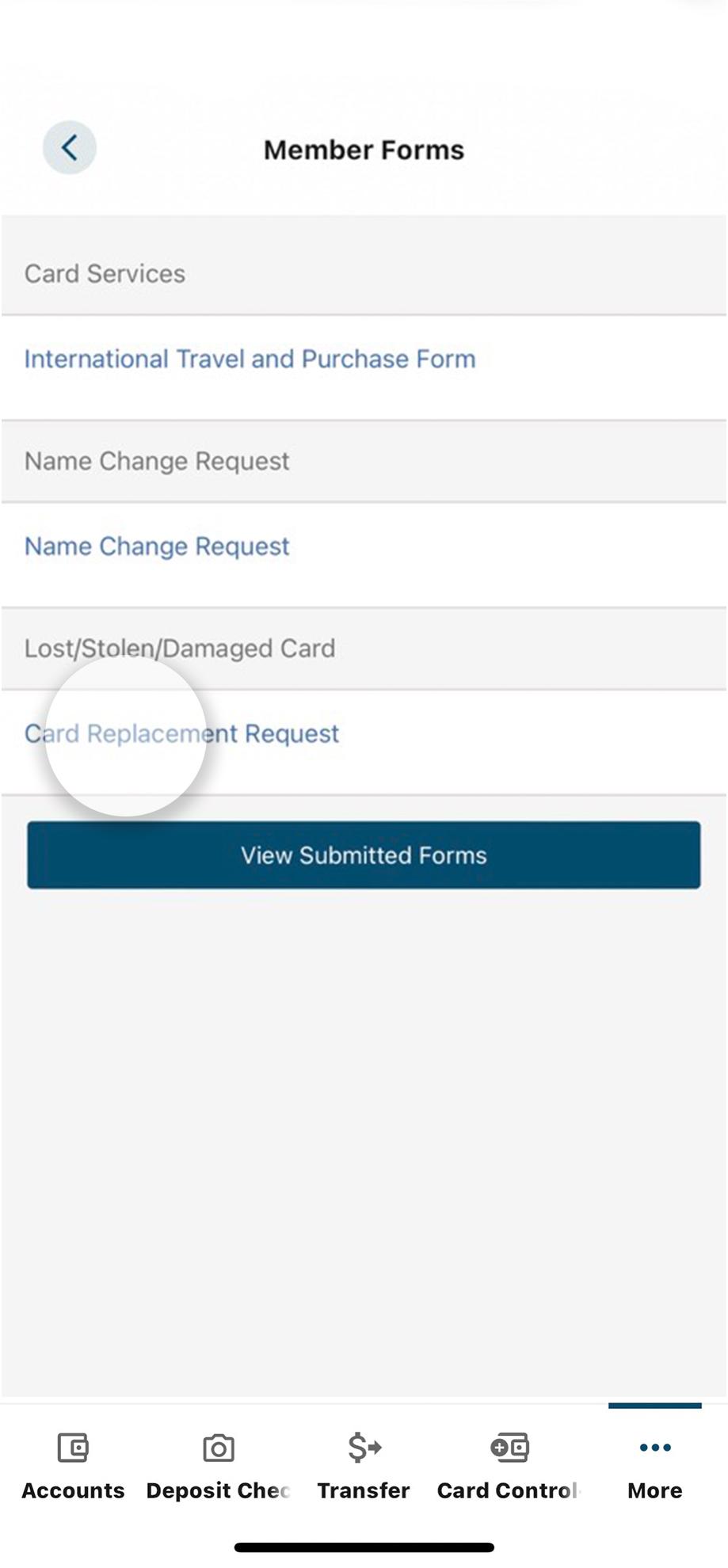 card replacement screen mobile