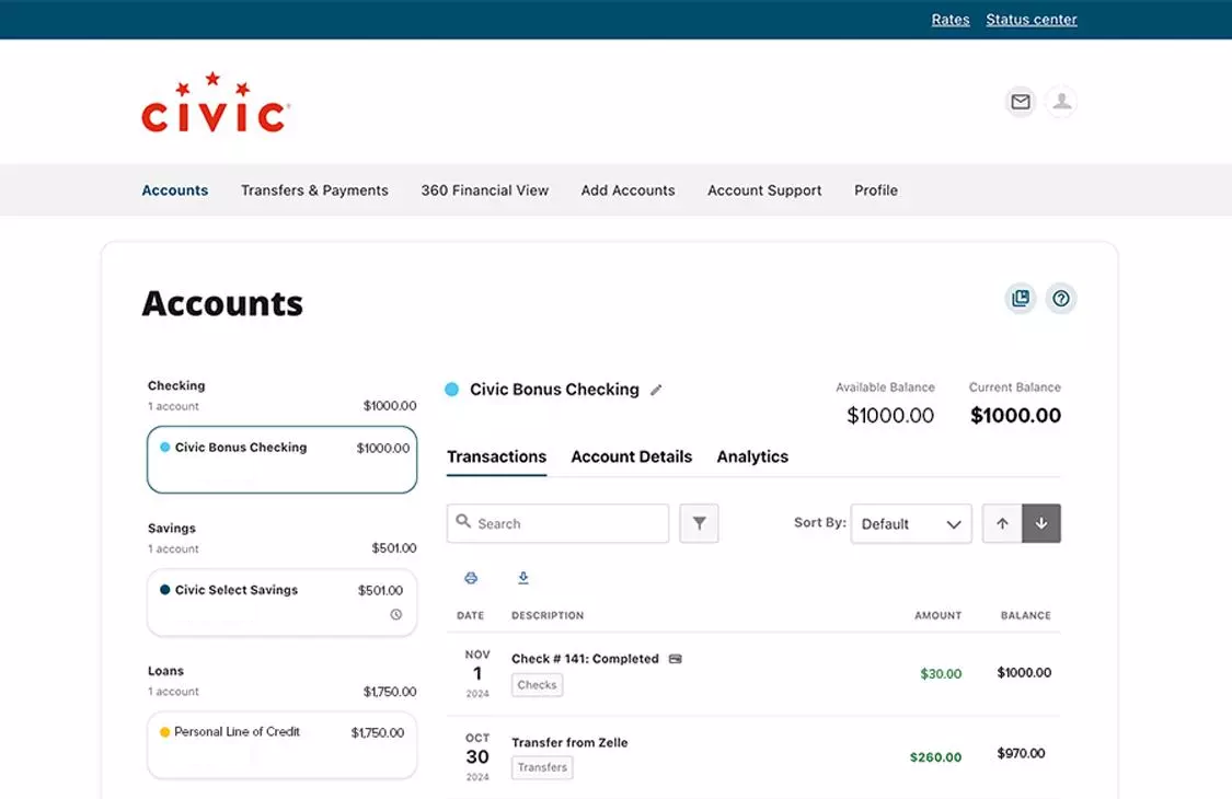 account select screen desktop