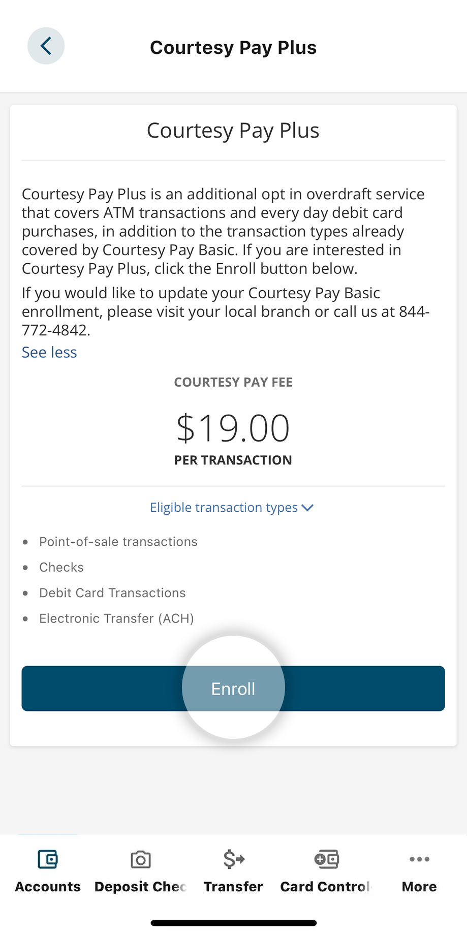 Enroll in Courtesy Pay
