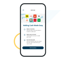 Civic mobile app adding cash with barcode steps.