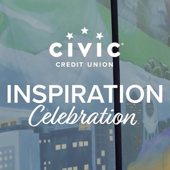 Inspiration Celebration logo over the NC mural at our HQ.