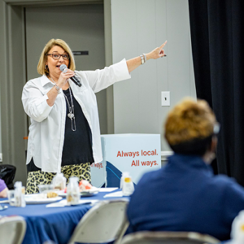 EO talking to a small group about the benefits of Civic Credit Union