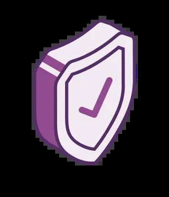 Isometric shield with a check in the middle.
