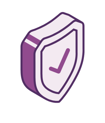 Isometric shield with a check in the middle.