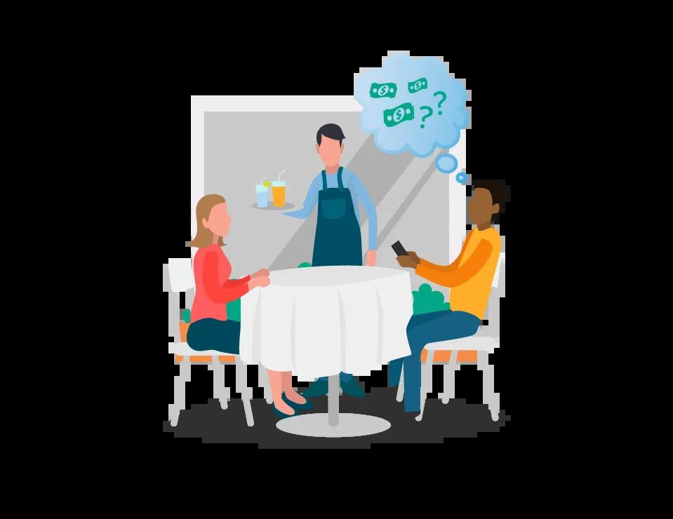 people sitting at a table at a restaurant graphic
